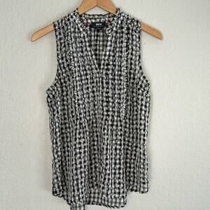 Maeve Anthropologie Black White Check Top Gingham Farm Cowgirl Fall Picnic